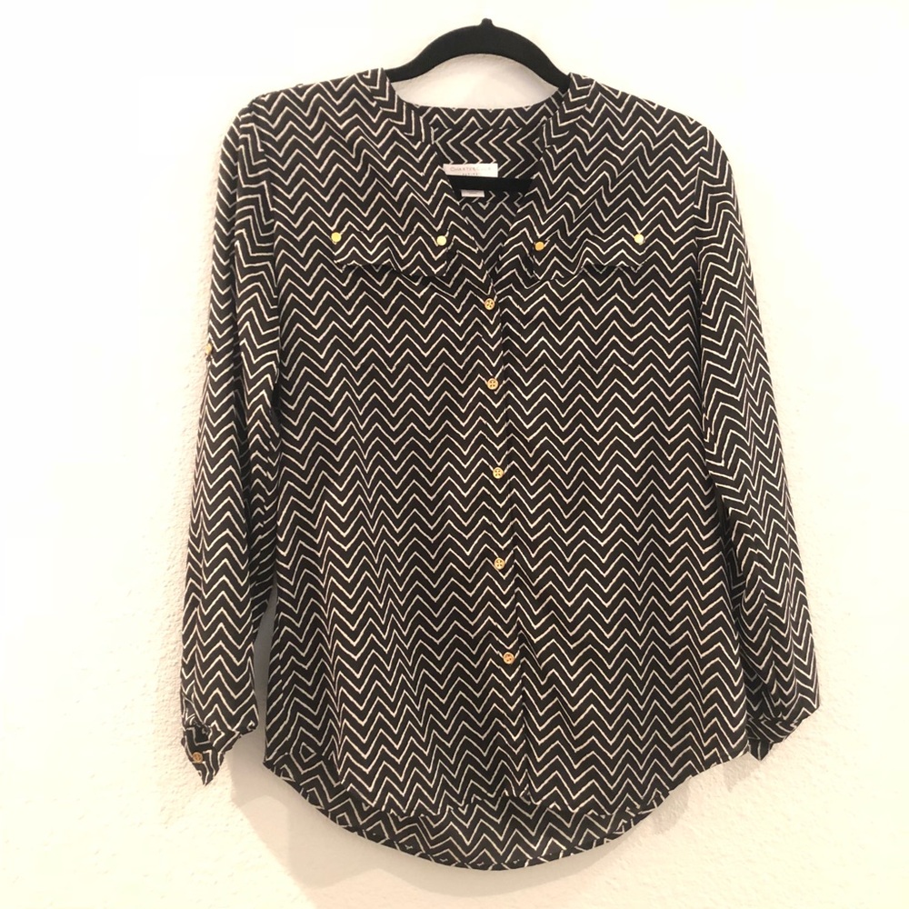 Black and White Chevron long sleeve top